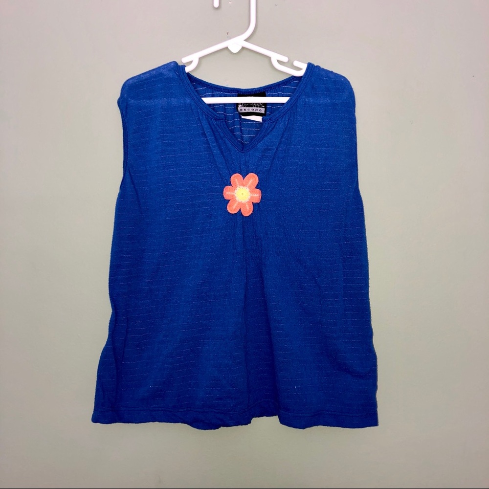 4/$25 Royal Blue Embroidered Flower Summer Tank